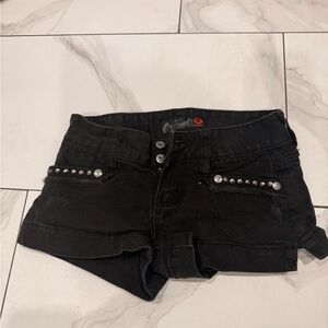 Guess Black Studded Women's Jean Shorts Y2K Low Waist Grunge Spring Summer Short